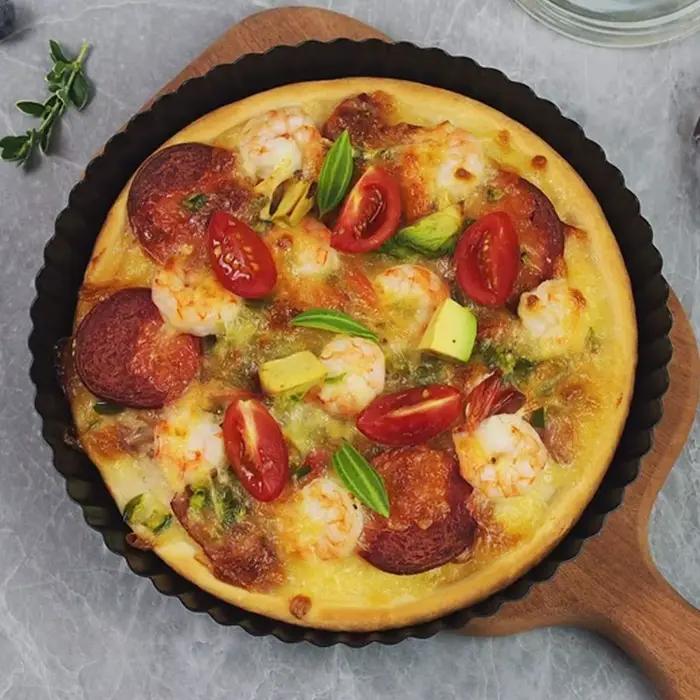Moule à tarte amovible antiadhésif à fond détachable, facile à nettoyer, forme ronde, côtés cannelés, moule à pizza, pour pâtisserie professionnelle