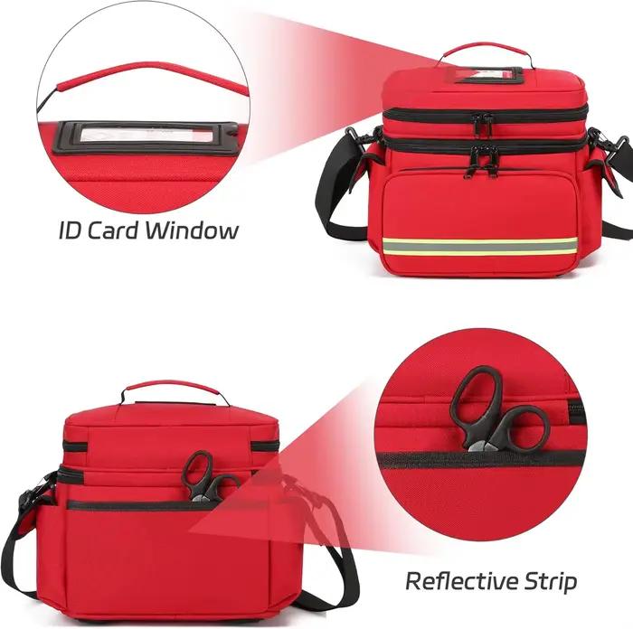 Sac médical double couche, sac de premiers secours vide, sac de traumatologie d'urgence vide, organisateur de premiers intervenants pour infirmières, soins de santé à domicile