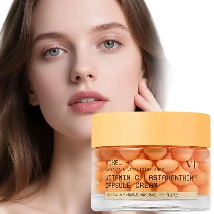 Crème en Capsules de Vitamine C et Astaxanthine 50ml – Usage Unique Portable – Antioxydante