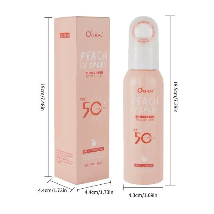 Spray solaire portable à la pêche spf50 pa+++ corps hydratant protection uv activités plein air femmes hommes