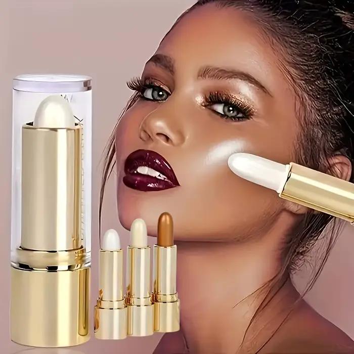 1 pièce/3 pièces/bâton de surbrillance et de Contour, bâton de surligneur correcteur de visage d'ombre latérale, bâton correcteur scintillant de perle de Tube doré
