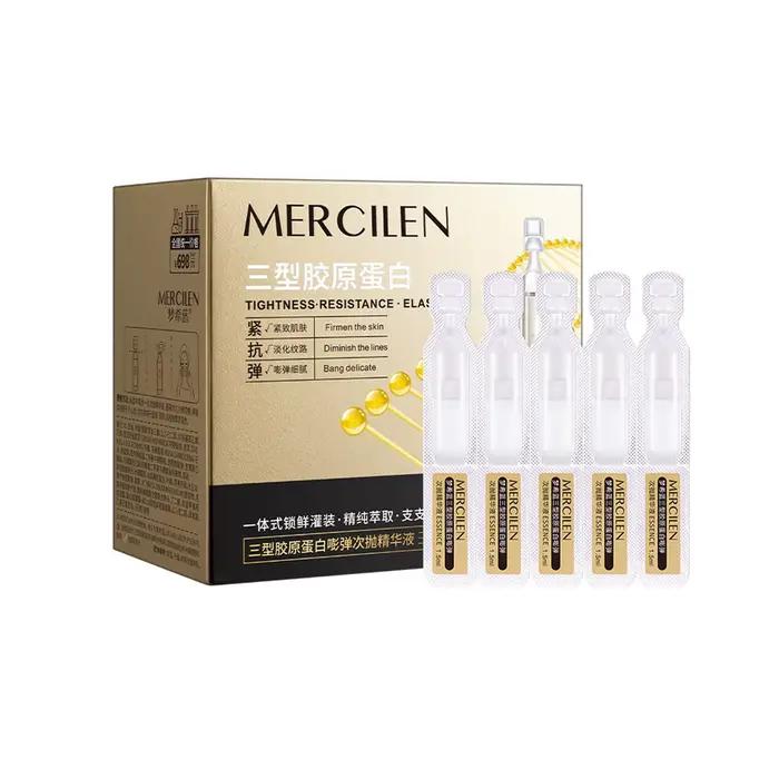 Ampoule d'essence élastifiante au collagène de type III Mercilen, 30 ampoules, contient du collagène et de l'eau de fleur de rose musquée, nourrit la peau en profondeur, reconstitue l'hydratation de l