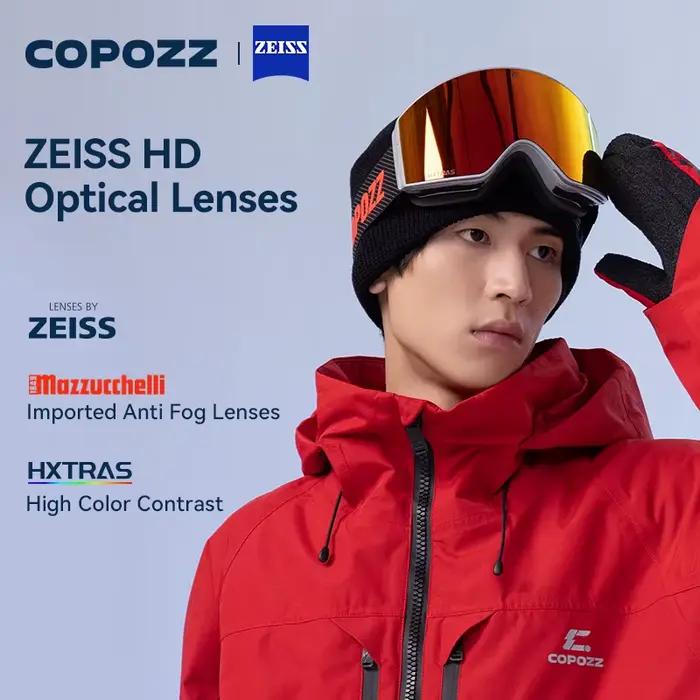 COPOZZ 2026 Nouvelles Lunettes de Ski Professionnelles avec Lentilles ZEISS, Magnétiques à Changement Rapide, Double Couche Anti-buée, Protection UV400