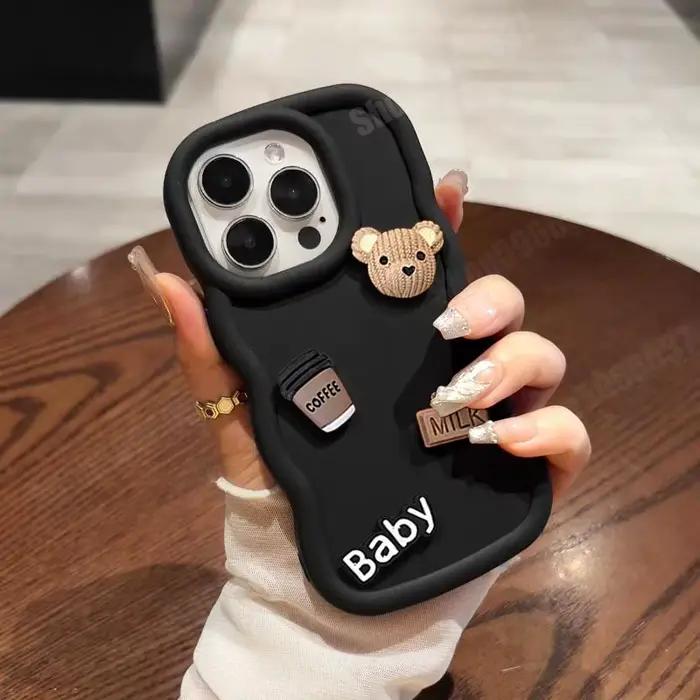 Coque en silicone ondulée de dessin animé ours 3d mignon pour Huawei Y6P Y6S Y8S Y9S Y6 Y7 Y9 Prime 2019 Y7 2018 P40 Lite P Smart Z Plus