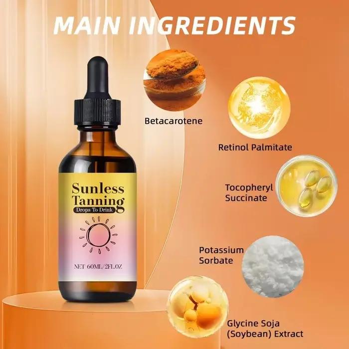 Healthy Glow Drops 60 ml - Formule de bronzage naturelle avec bêta-carotène et vitamines. Améliore le teint et le bien-être cutané.
