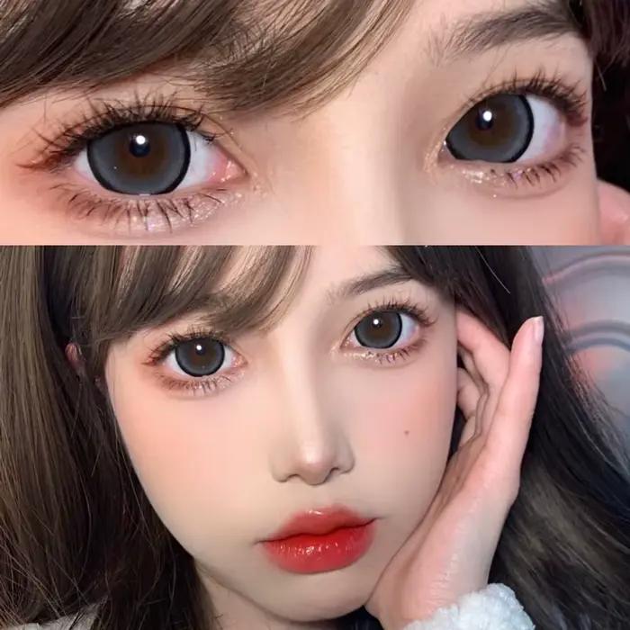 Deux grandes lentilles de contact de couleur pour les yeux noirs sur ordonnance