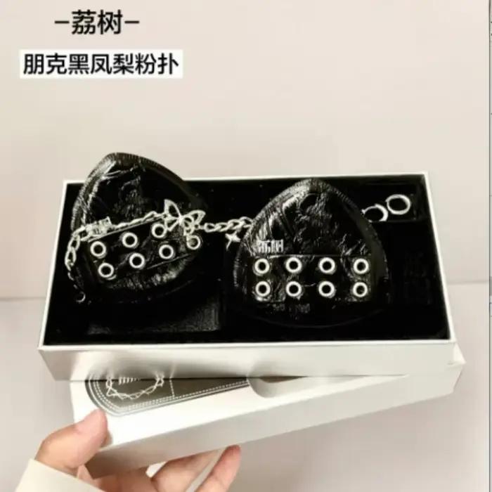 Lishu 2PCS Punk Black Pineapple Powder Puff Air Cushion Dual Use Wet and Dry Makeup
