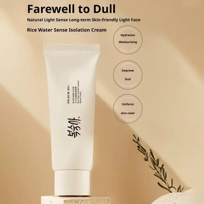 Crème solaire à l'extrait de riz coréen SPF50+ – Base hydratante et uniformisante