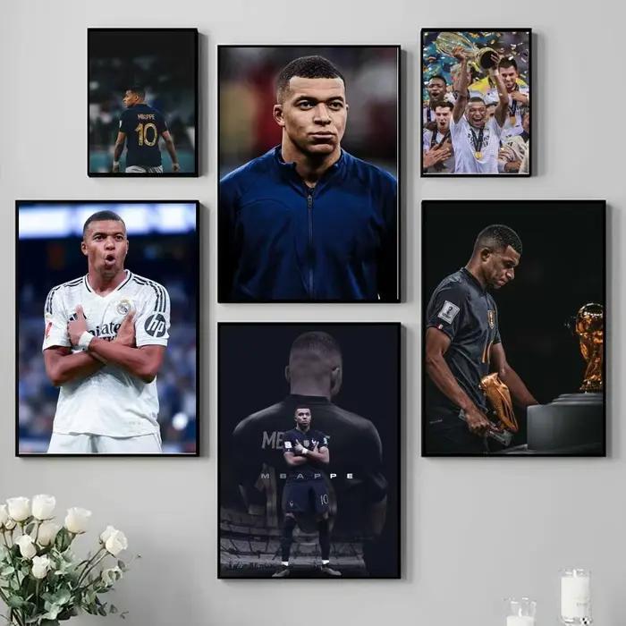 Affiche autocollante K-Kylian M-Mbappe, autocollant en papier imperméable, décoration murale pour café, Bar, salle
