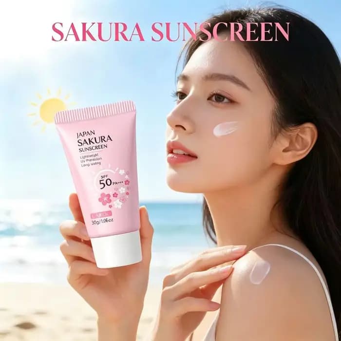 Crème solaire LAIKOU Sakura SPF50+ Protection UV Visage et Corps Rafraîchissante Imperméable Hydratante Correctrice 30g ﻿