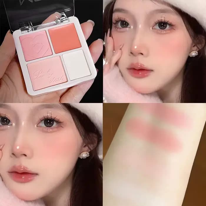 Palette de fards à joues en poudre rose pêche