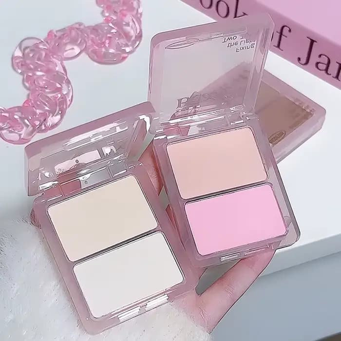 (HG) DIKALU Palette de Contour bicolore surligneur blanc mat gris marron ombre de nez bronzant pour le visage éclaircir le maquillage en poudre