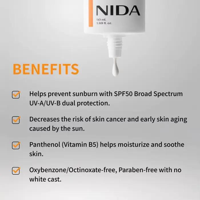 Crème solaire NIDA Invisible Fit SPF50