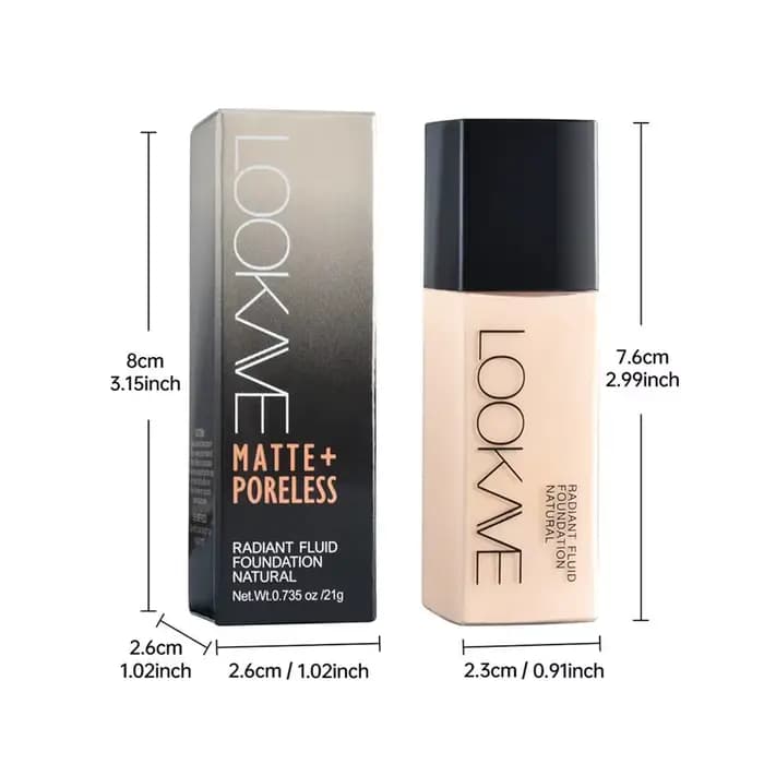 LOOKAVE fond de teint liquide longue durée couverture complète crème mate CC