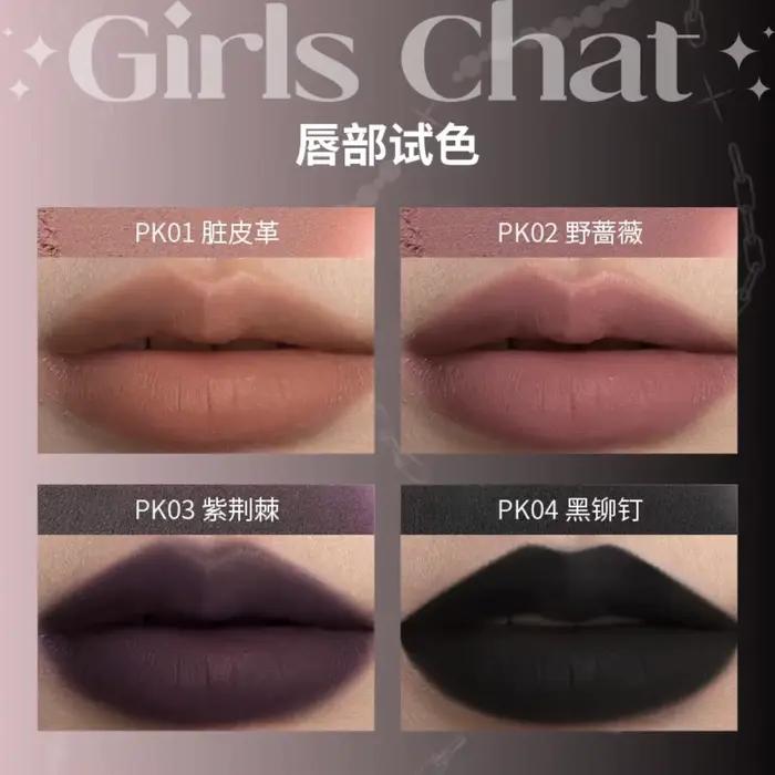 Girlschat brillant à lèvres miroitant hydratant nu mat velours lisse foncé gothique boue