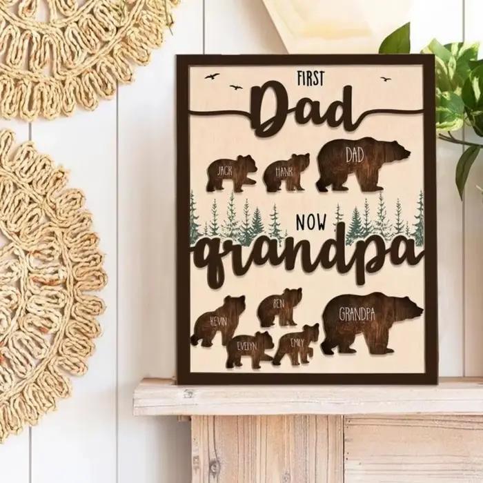 Panneau nom famille en bois à mode, plaque signalétique artisanale pour cadeau fête des pères, 20x25cm, décorations