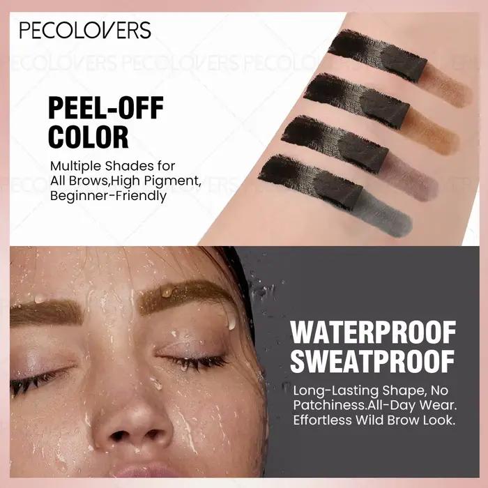 Gel pour sourcils de tatouage Pecolover, imperméable, semi-permanent, longue durée, noir marron, résistant à la sueur, formation de Film, déchirant, 1 pièce