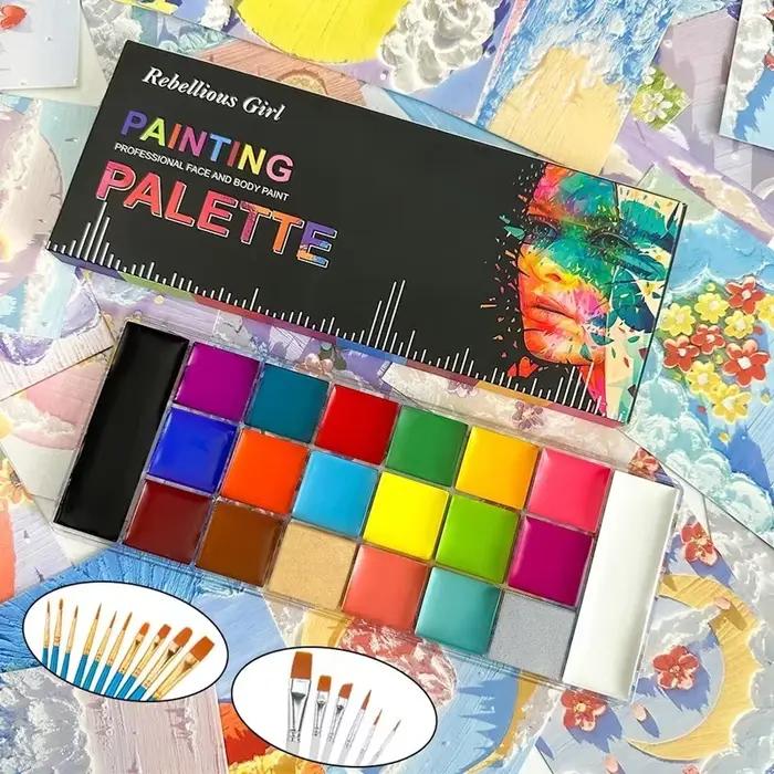20 couleurs visage corps peinture à l'huile peinture Pigment Non toxique sûr enfants Flash tatouage peinture avec pinceau Art Halloween Cosplay fête