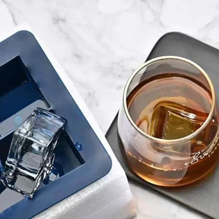Conteneur de bloc carré de crème de Silicone en plastique cristal clair pour whisky