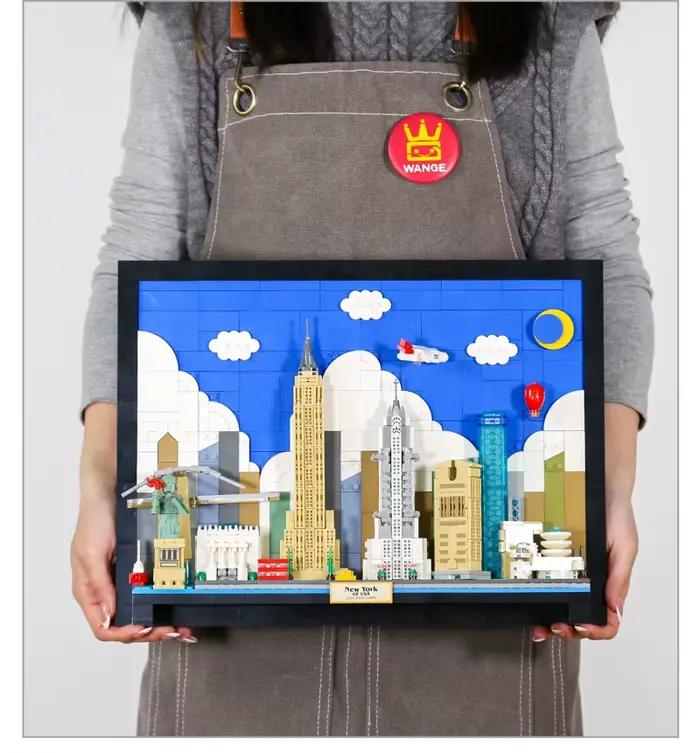 1130 pièces Blocs de construction murale représentant une carte postale de la célèbre ville de New York, États-Unis, pour la décoration intérieure, jouets, cadeaux pour adultes, Noël 5921