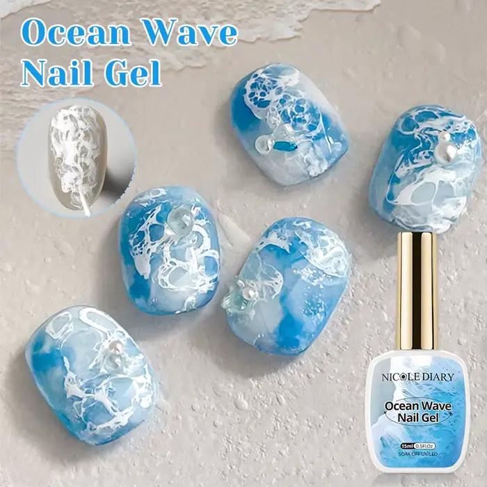 NICOLE DAIRY 15ml Gel Ongles Effet Vague Océanique Blanc Vernis Gel UV LED Soak Off pour Manucure et Nail Art Estival