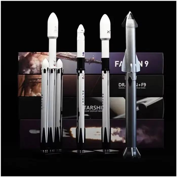 Modèle de fusée en métal moulé sous pression Falcon 9 Dragon Heavy 1:233 et Starship 1:375, collection décorative