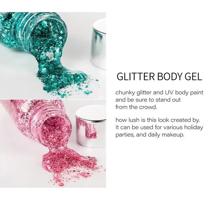 Gel à paillettes scintillantes pour yeux corps visage polyvalent résistant à l'eau pour toutes les occasions festive artistique et quotidienne
