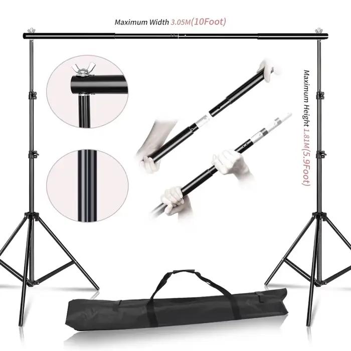 Kit de support portable pour toiles de fond de studio photo avec sac de transport pour toiles en mousseline et en toile