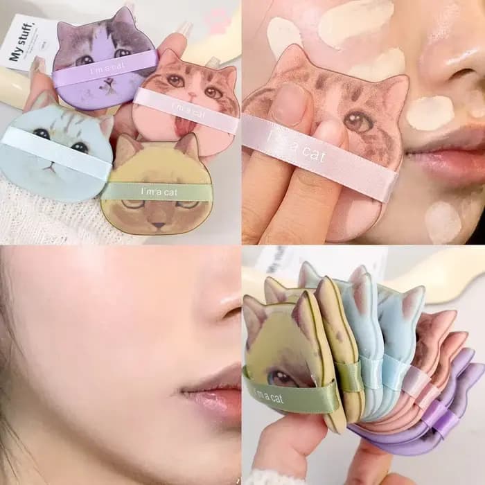 Bouffée cosmétique chat de dessin animé mignon