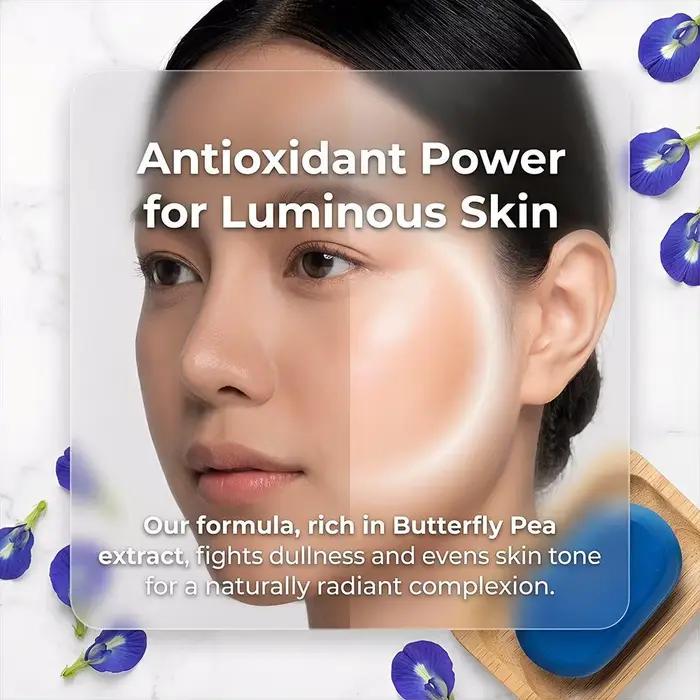 Savon bleu éclaircissant et lissant pour le visage et le corps