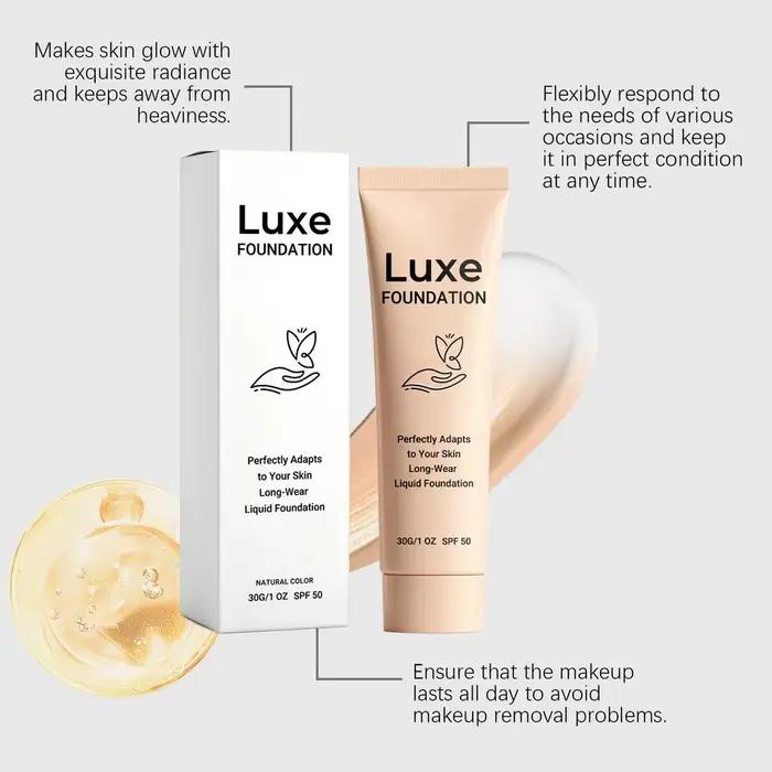 Fond de teint luxueux changeant de couleur SPF50 Protection solaire Maquillage liquide adapté au teint Léger et longue tenue Cosmétique pour le visage