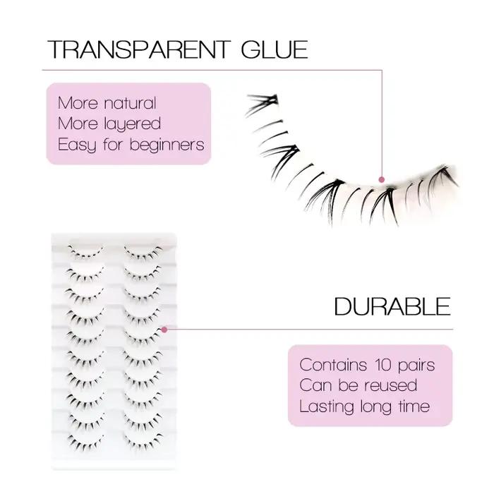 10 paires de cils inférieurs Manga