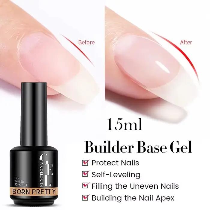 BORN PRETTY 15ml fonction Base de Gel Super couche de finition Gel de renfort Gel de Base en caoutchouc tremper le vernis Semi-Permanant UV LED