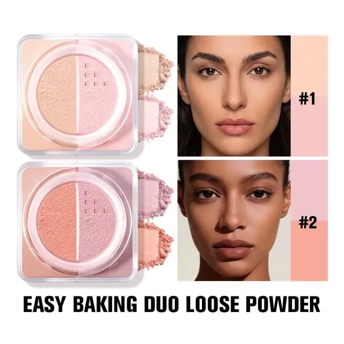 Huda Poudre Libre Éclaircissante et Correctrice Duo Bake