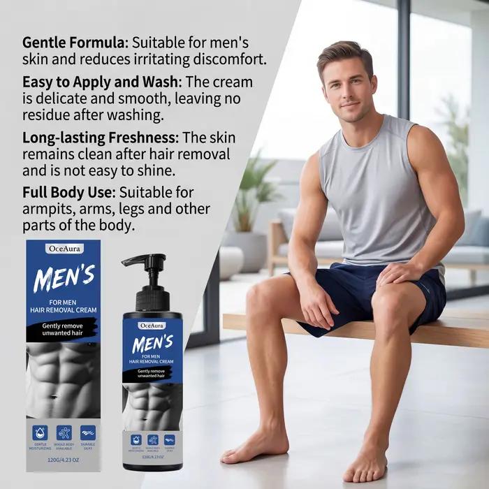 Crème dépilatoire corporelle indolore pour hommes, action rapide, non irritante, soin corporel, crème dépilatoire pour poils épais et grossiers
