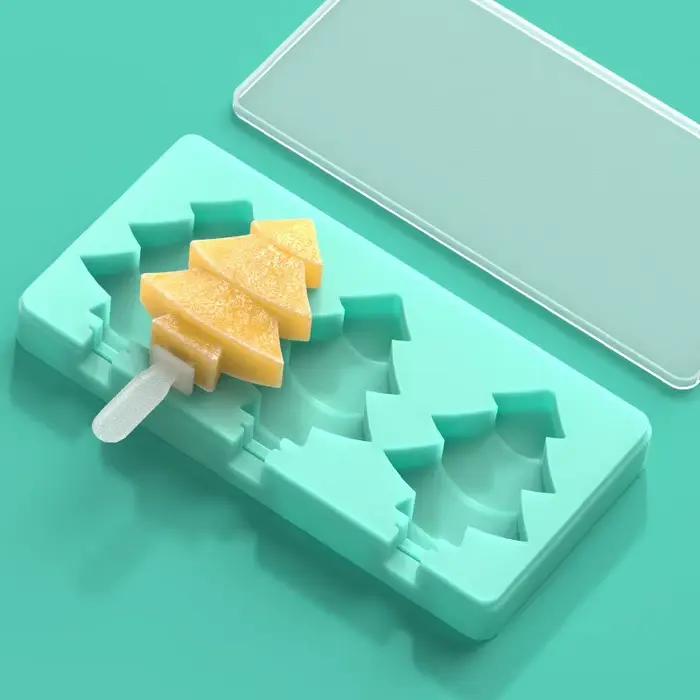 Moule à Crème Glacée en Forme d'Arbre de Noël avec Couvercle, Cube de Glace de Qualité Alimentaire, Moules à Gâteaux au Chocolat, Outils de Cuisine Domestique, Cadeaux