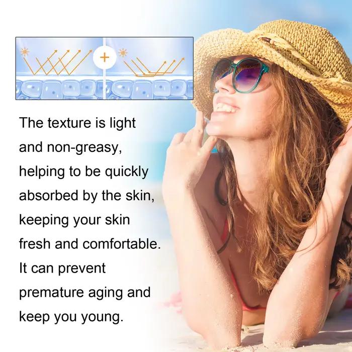 Ouhoe crème solaire corps et visage SPF 100 Protection UVA UVB bloqueur Non gras défense quotidienne pour l'été utilisation en plage en plein air 50g