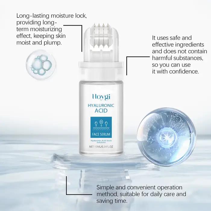 Sérum Visage à l'Acide Hyaluronique 10ML avec Applicateur à Billes – Hydratation Profonde