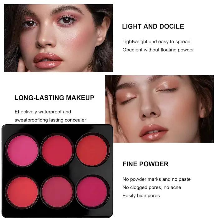 Palette de fard à joues 6 couleurs pour joues