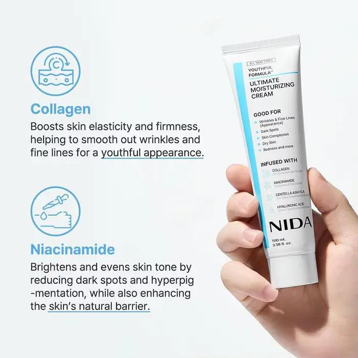 [NIDA] extraits de crème hydratante ultime Centella Asiatica hyaluronique soin quotidien pour la peau du visage