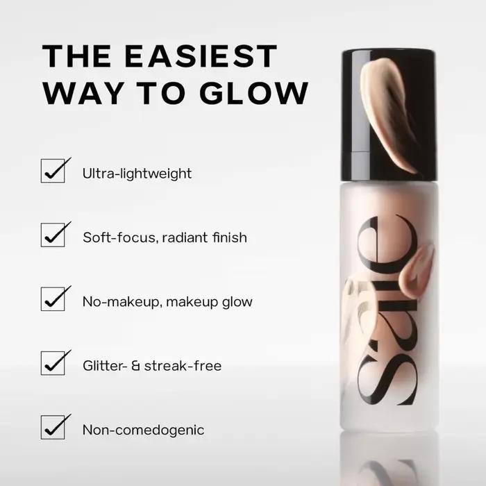 Saie Glowy Gel Hydratant Illuminateur Liquide Effet Rosée pour le Visage et le Corps, Contouring, Éclat Naturel Bâtonné Soleil, Kit Maquillage Beauté Pure