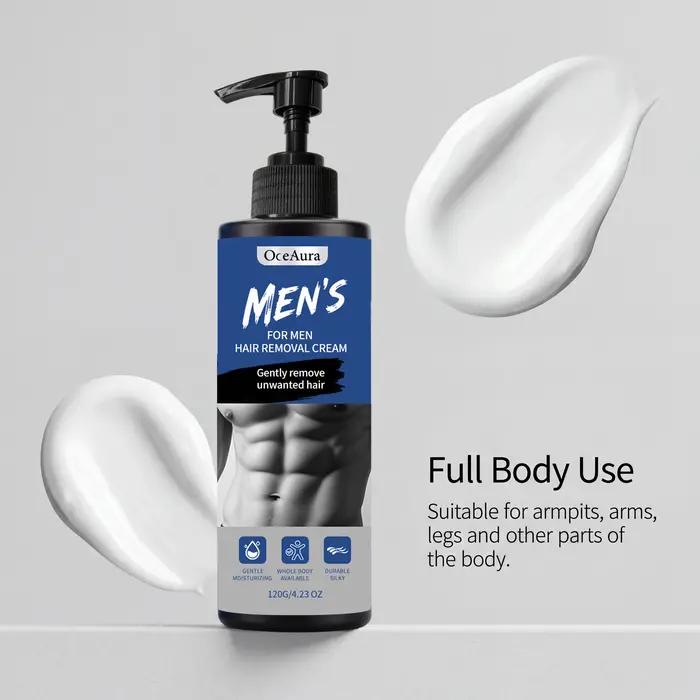 Crème dépilatoire corporelle indolore pour hommes, action rapide, non irritante, soin corporel, crème dépilatoire pour poils épais et grossiers