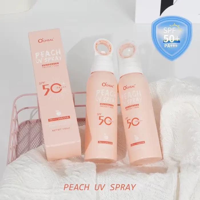 Spray solaire portable à la pêche spf50 pa+++ corps hydratant protection uv activités plein air femmes hommes