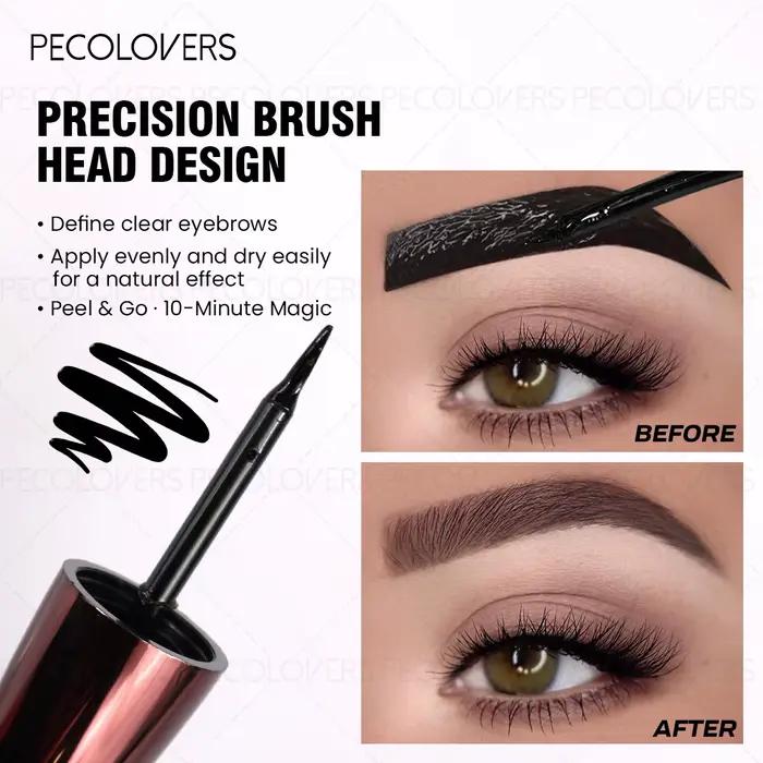 Gel pour sourcils de tatouage Pecolover, imperméable, semi-permanent, longue durée, noir marron, résistant à la sueur, formation de Film, déchirant, 1 pièce