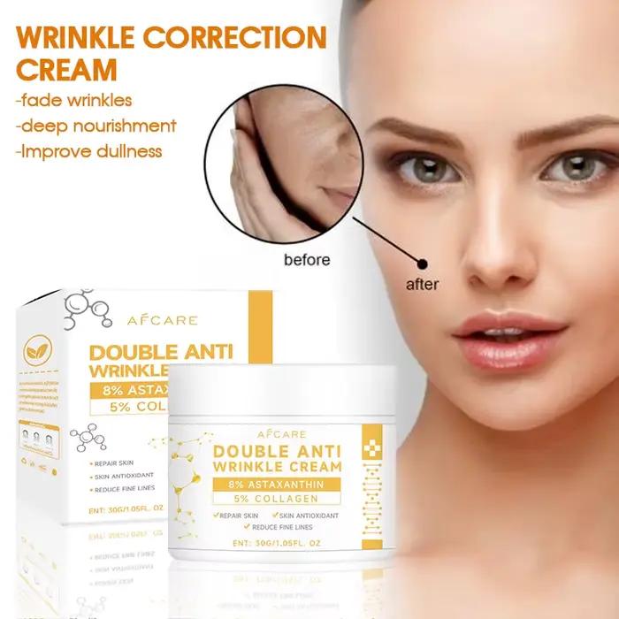Crème au collagène et à l'astaxanthine double action anti-rides avec du rétinol - Atténue les ridules