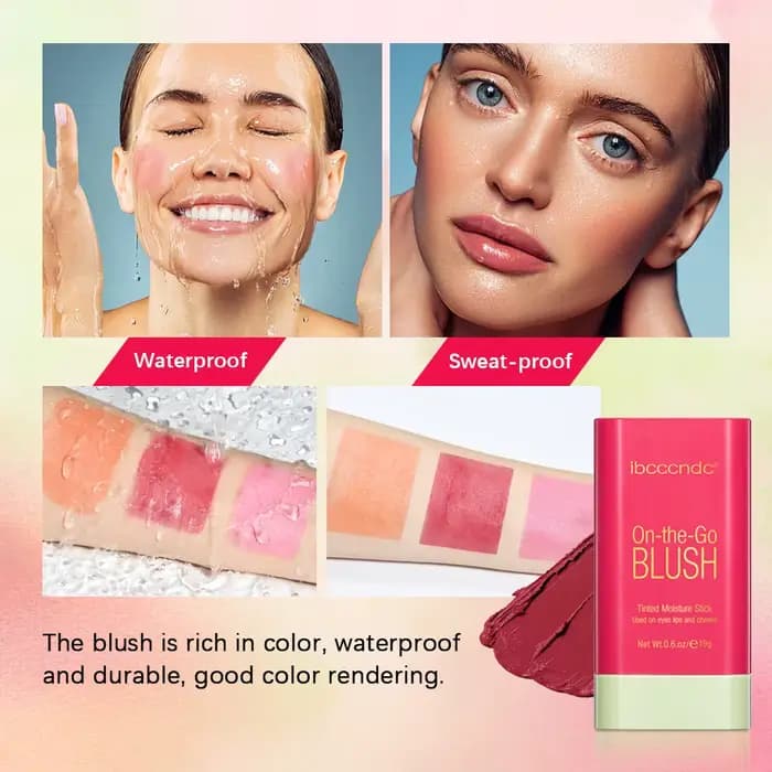 Maquillage fonctionnel Blush Stick couleur facile Rouge fard à joues crème imperméable rendu des couleurs élevé éclaircissant le teint de la peau chaud
