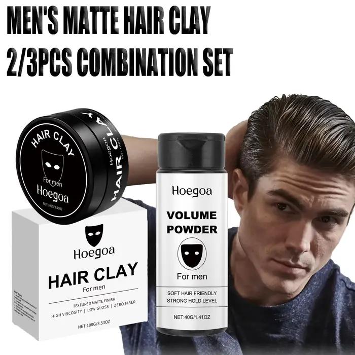 Argile pour cheveux pour hommes, finition mate, forte tenue, boue coiffante, aspect naturel, cheveux texturés, sans sensation collante, pour coiffure pour hommes, 100g