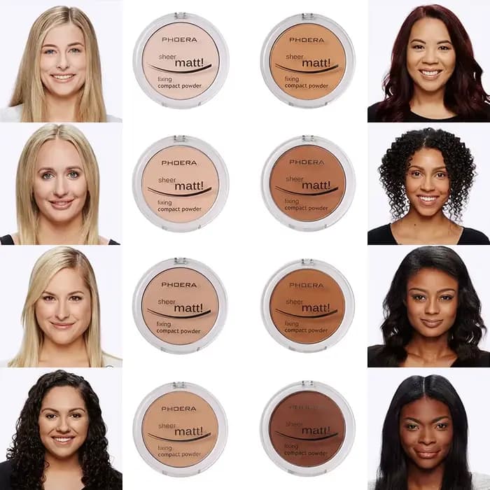 PHOERA 8 couleurs poudre mate visage pressé fonds naturel contrôle de l'huile éclaircir correcteur Blush