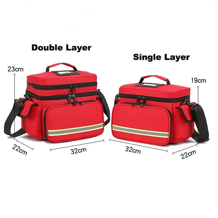 Sac médical double couche, sac de premiers secours vide, sac de traumatologie d'urgence vide, organisateur de premiers intervenants pour infirmières, soins de santé à domicile