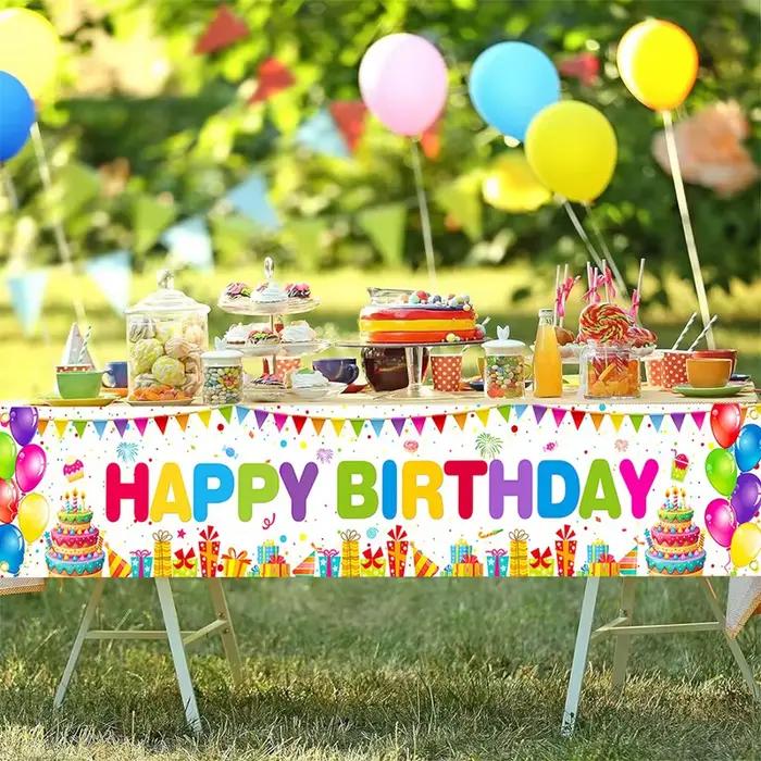 Décorations de fête d'anniversaire, bannière d'arrière-plan, ballons colorés, Design de gâteau, tissu de fond, décoration de fête de 1er anniversaire